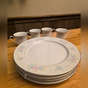 CHINA GARDEN PRESTIGE Elegant Floral Dinnerware Set of 8 Pcs